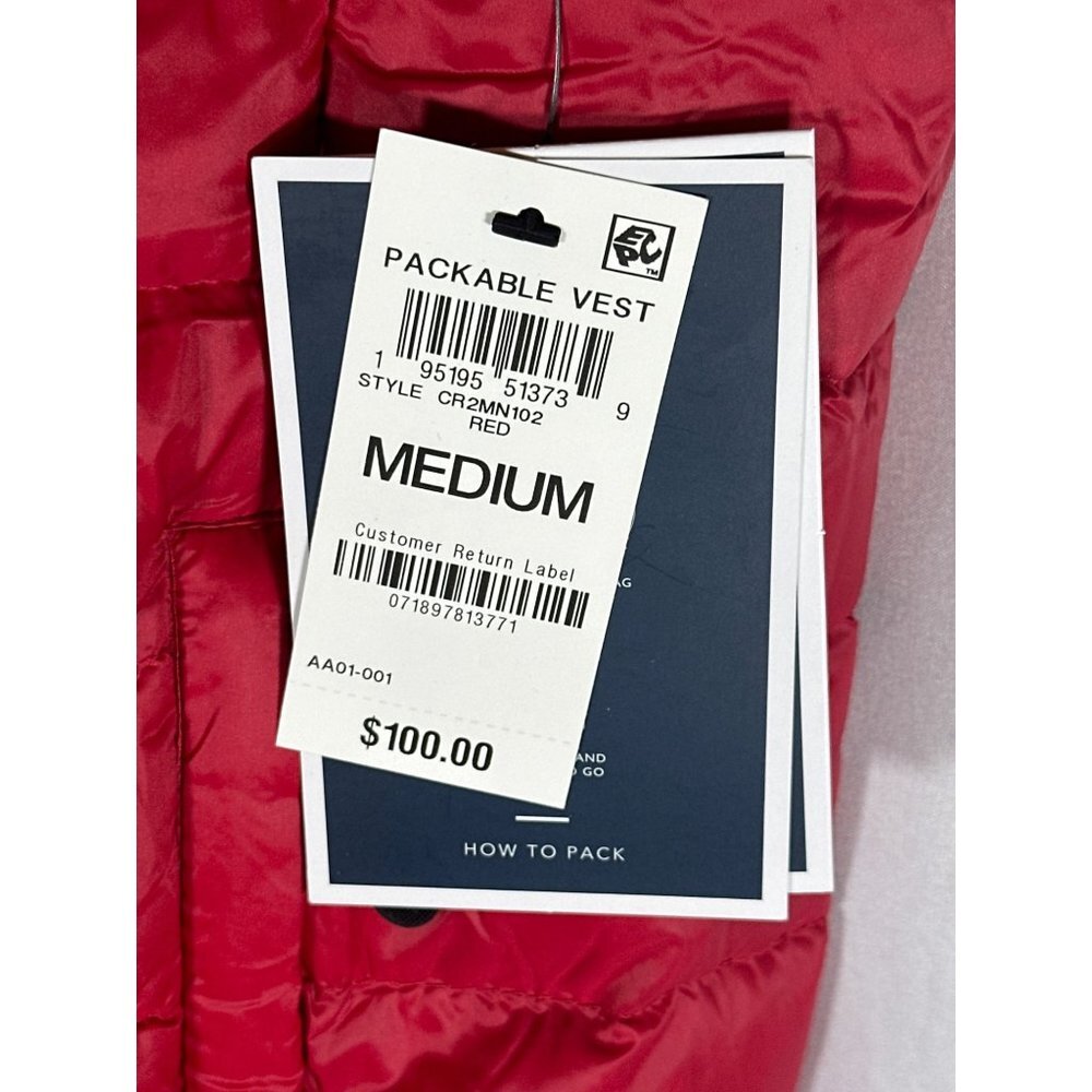 Club Room Men's Down Packable Puffer Vest,‎ Red, Size M, NWT - Picture 4 of 7